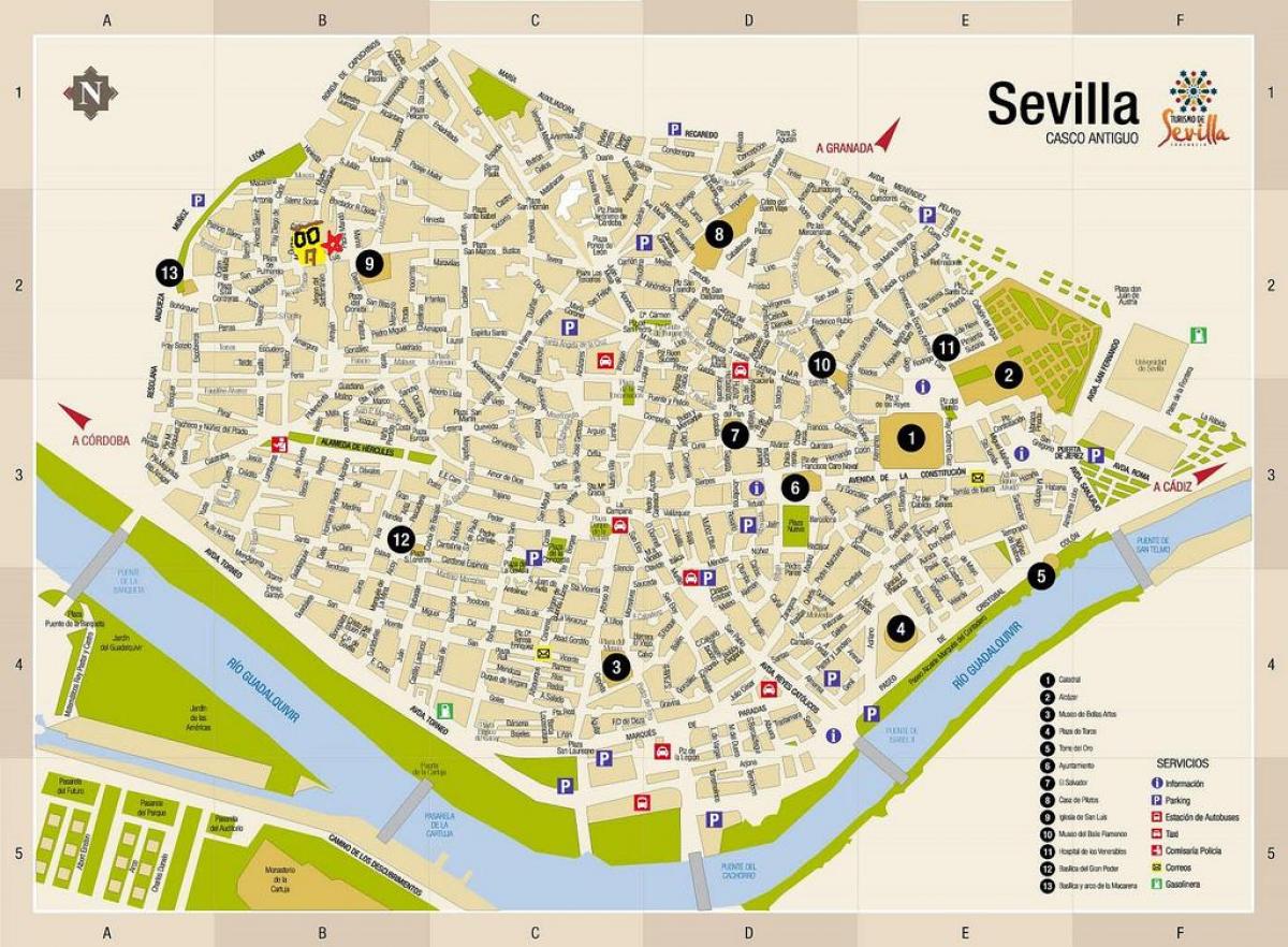 kaart van die plaza de armas Sevilla 