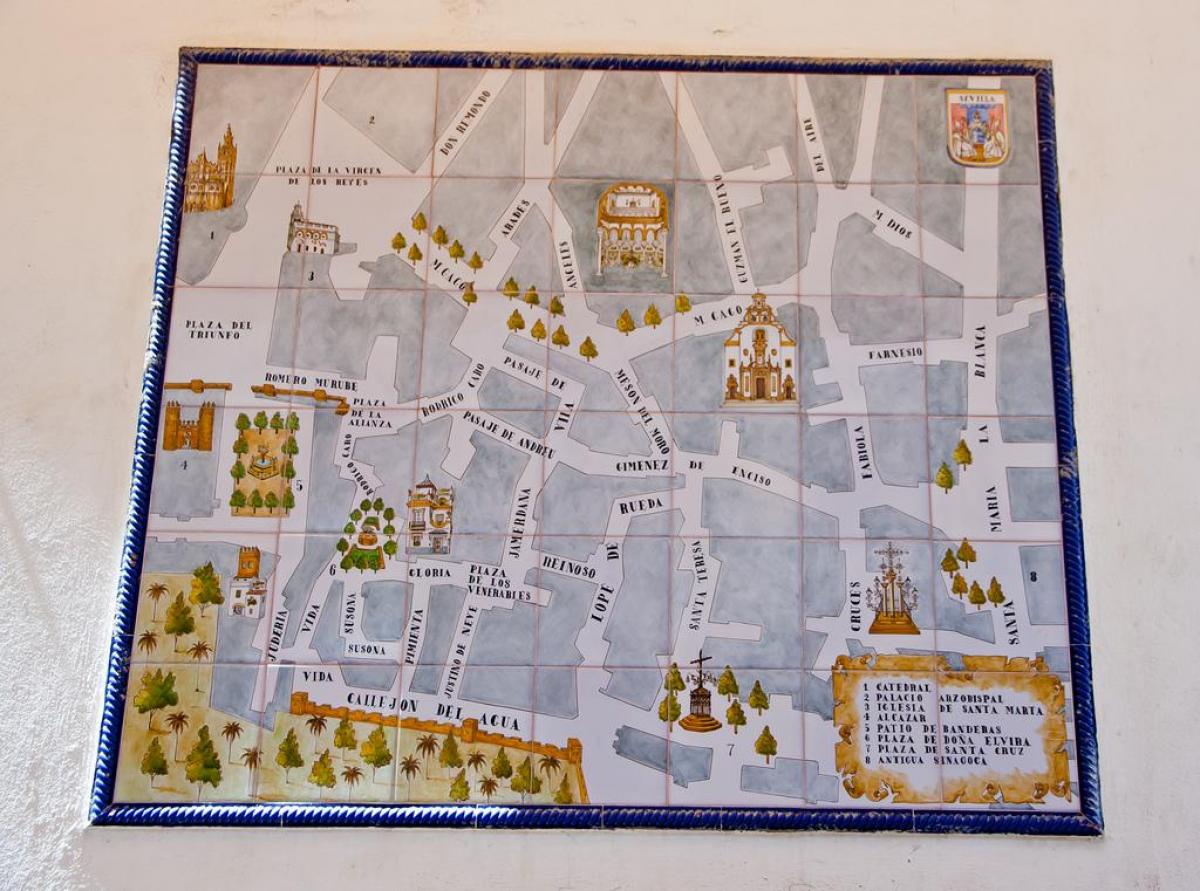 kaart van die joodse kwartaal Sevilla