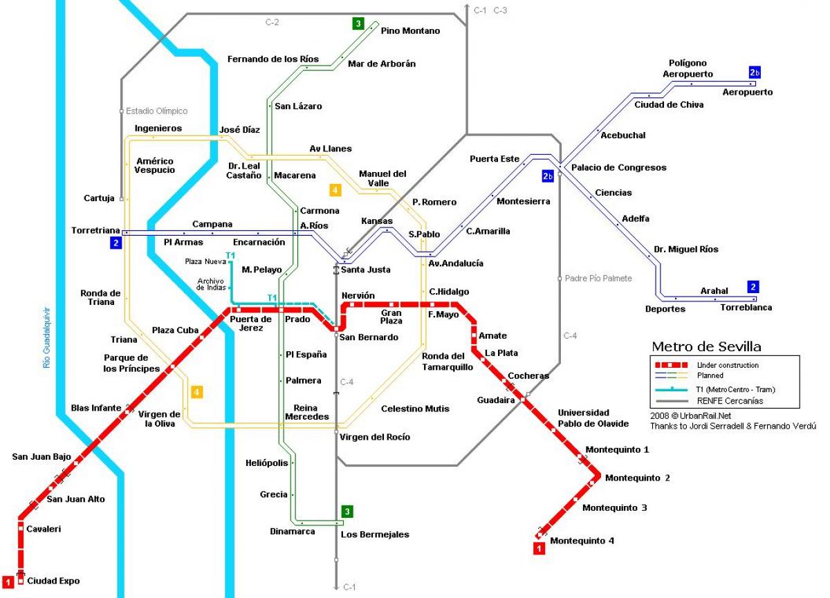 kaart van Sevilla metro