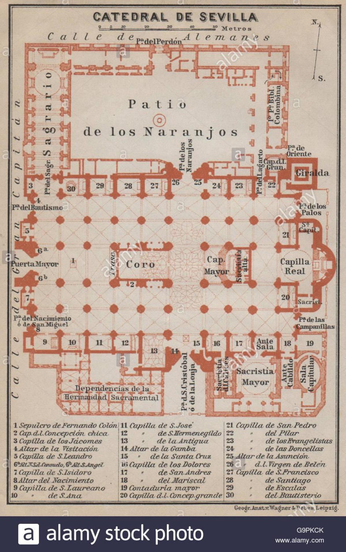 kaart van Sevilla-katedraal