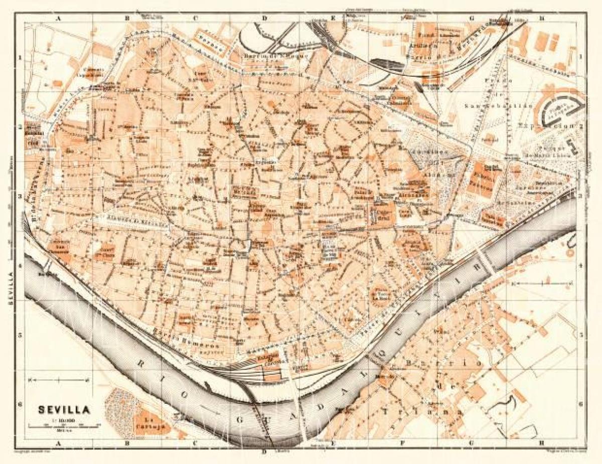 kaart van die ou stad Sevilla spanje