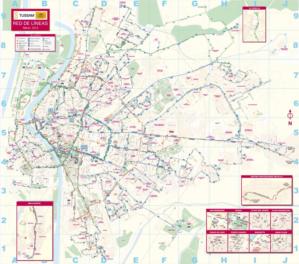 Sevilla openbare vervoer-map