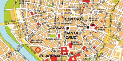 Kaart van Seville in spanje sentrum
