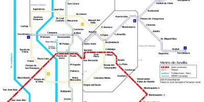 Kaart van Sevilla metro