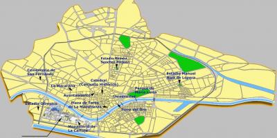 Sevilla spanje aantreklikhede kaart