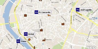 Kaart van Sevilla parkering